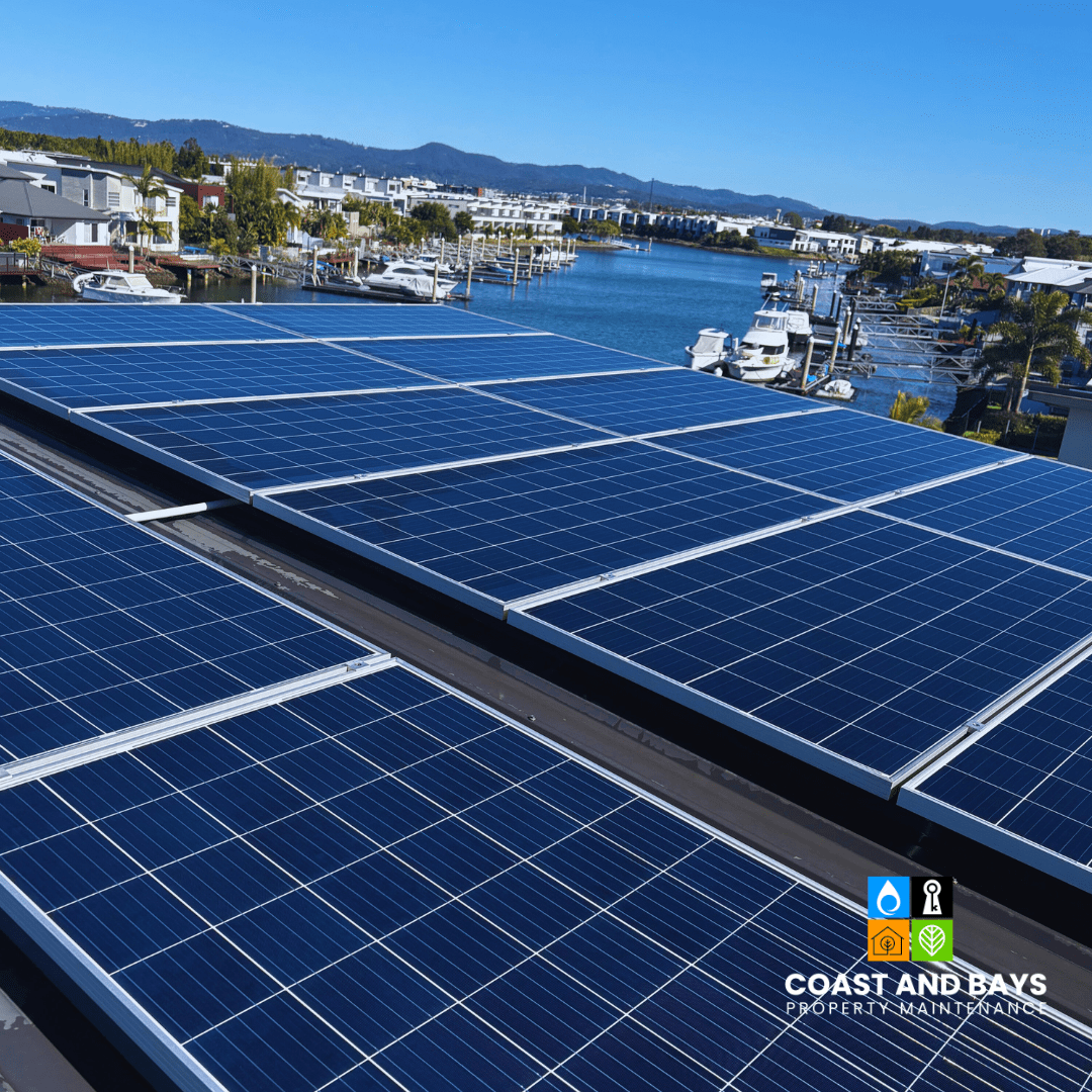 Solar panel cleaning service — Coast and Bays Maintenance, restoring efficiency across the Gold Coast and Brisbane.